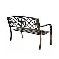 Steel Garden Bench – 4-Foot Outdoor Patio Seating with Powder Coated Metal Finish for Lawn or Porch