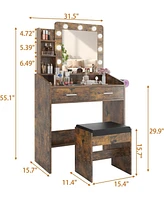 gaomon Vanity Desk with Mirror and Lights