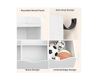 Toy Storage Cabinet, Three-Tier Kids Bookshelf and Bookcase for Storage Books and Toys, Multi Shelf with Cubby Organizer for Bedroom and Playroom
