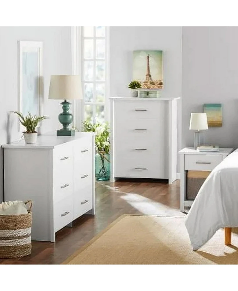 Vebreda 4 Drawer White Dresser for Bedroom, Modern Chest of Drawers Wood Storage Cabinet for Living Room Kitchen Office