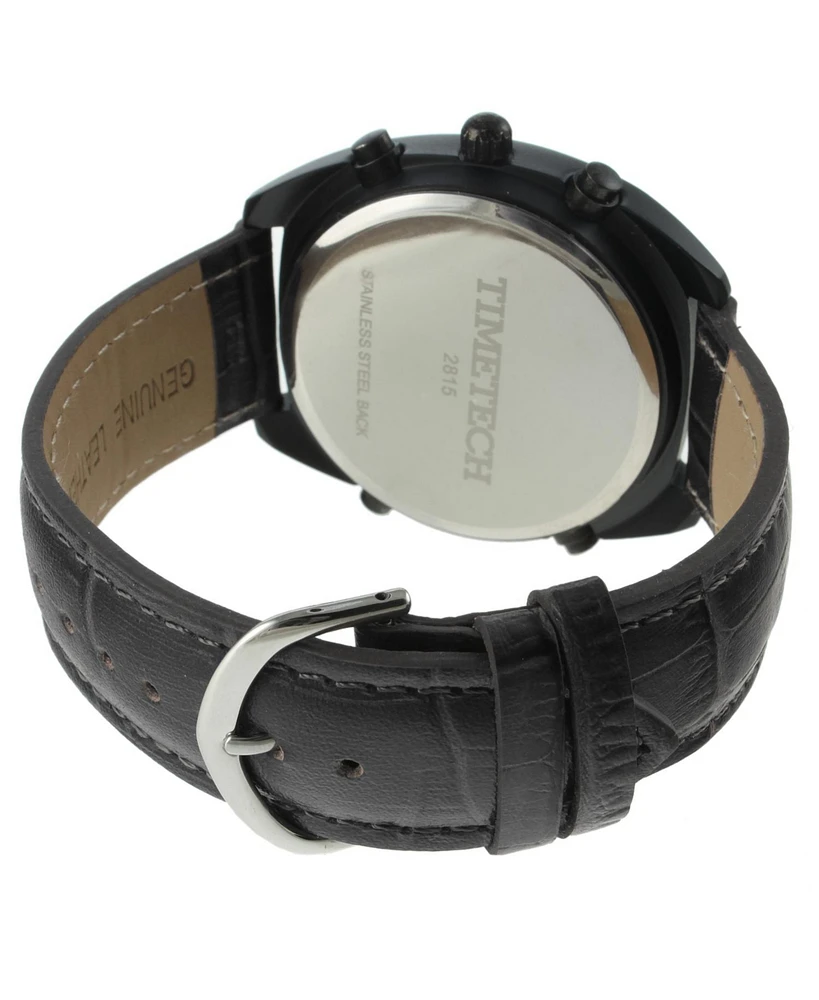 Timetech Men's Sport Multi-Function Tachymeter Wrist Watch with Matching Leather Band