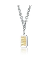 Rachel Glauber Two-Tone Dog Tag Textured Pendant Necklace