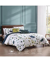 Bebejan Abstract Vines Bedding 220 Thread Count 100% Cotton Sateen 5 Piece King Size Reversible Comforter Set