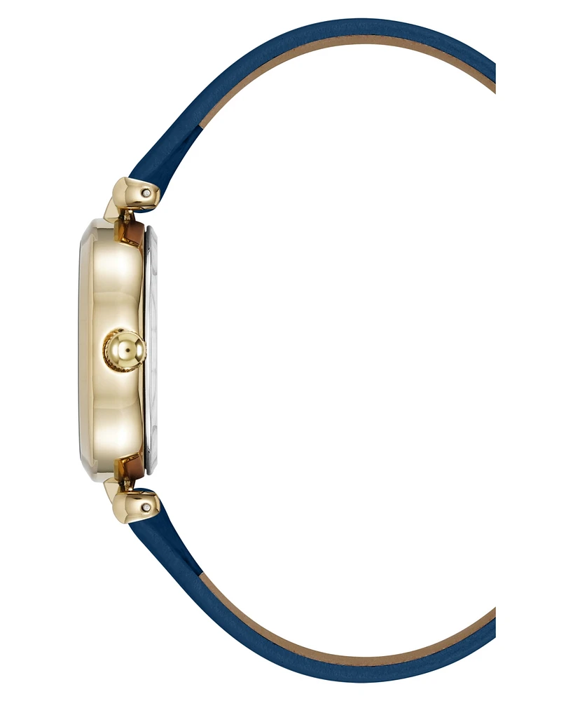 Anne Klein Women's Quartz Blue Leather and Gold-Tone Metal Alloy Watch, 26mm