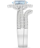 Aquamarine (1-1/2 ct. t.w.) & Diamond (7/8 Oval Halo Bridal Set 14k White Gold