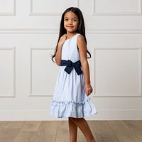 Hope & Henry Toddler Girls Heirloom Sleeveless Special Occasion Seersucker Party Dress with Cross Back
