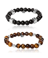 Lucky Brand Stretch Stone Bracelet Set – Black Onyx & Tiger s Eye