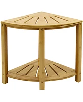 Sorbus Corner Shower Bench with Shelf 2-Tier Wood Storage & Seat for Bathroom, Shower, Spa, Sauna