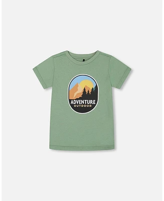 Deux par Deux Toddler Boys Organic Cotton Graphic Tee Sage And Multi - Toddler|Child