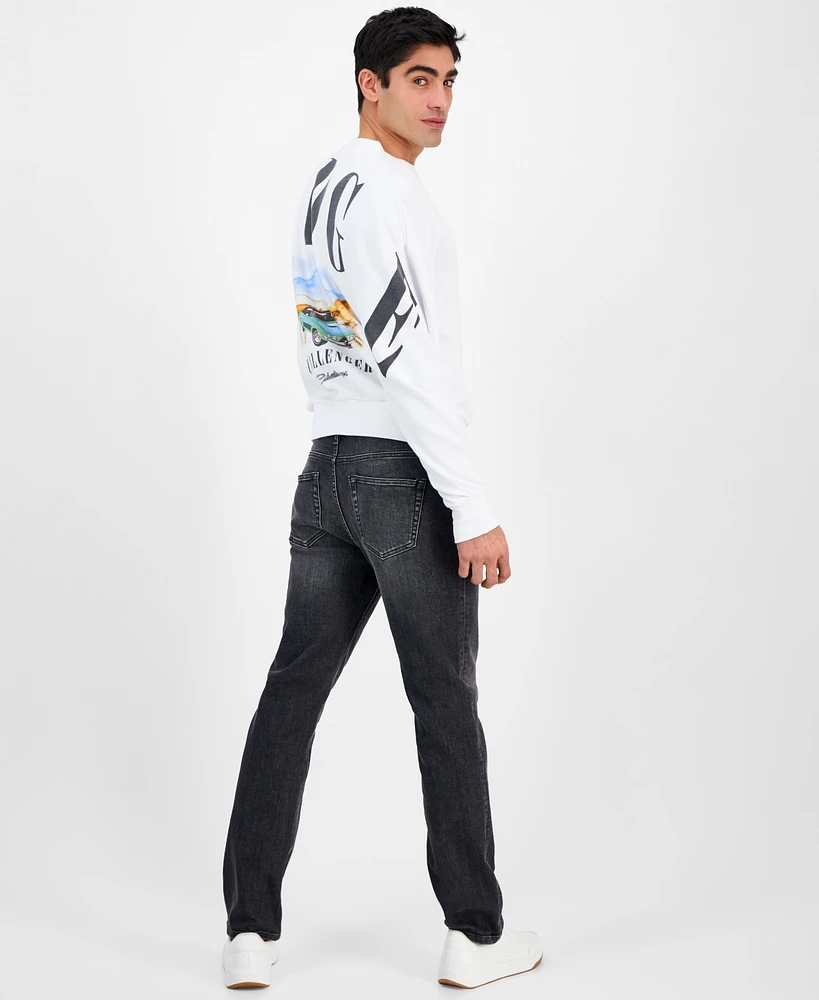 Tai Apparel Men's Ford Relaxed Fit Long Sleeve Crewneck Graphic Sweatshirt