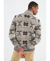 Leif Nelson Men s Knit Jacket with Zipper, Norwegian Pattern