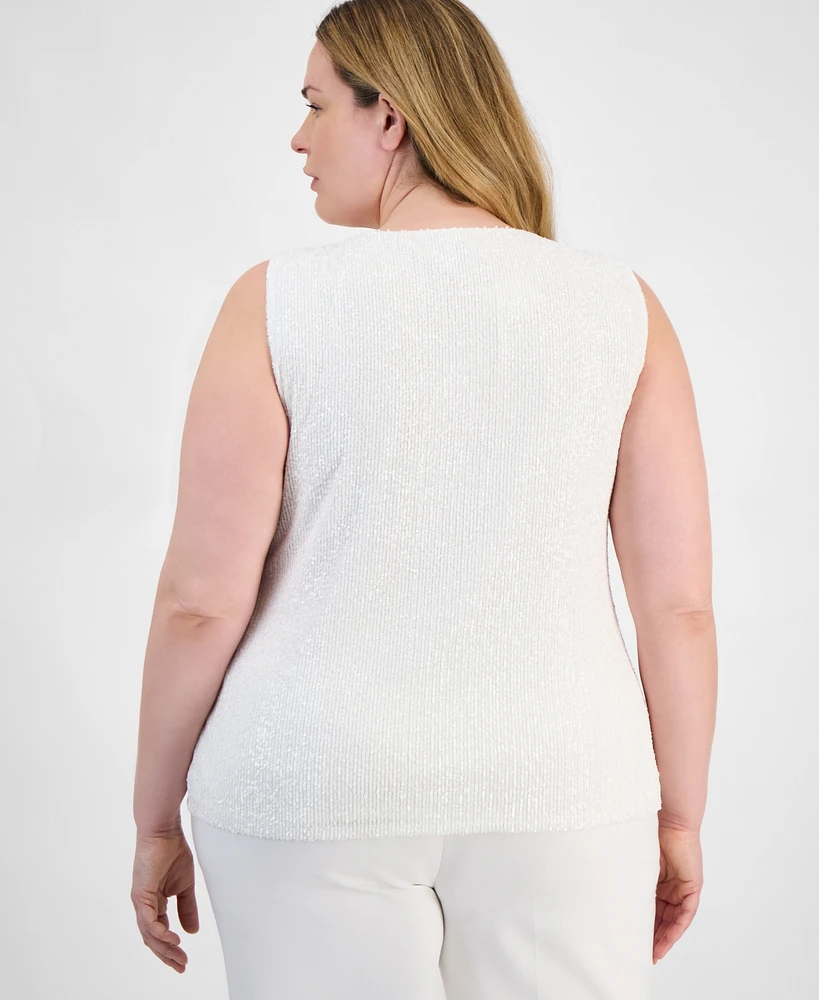 Anne Klein Plus Sleeveless Sequin Top