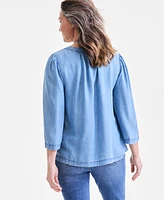 Style & Co Women's Split-Neck 3/4-Sleeve Top, Exclusively at Macy's