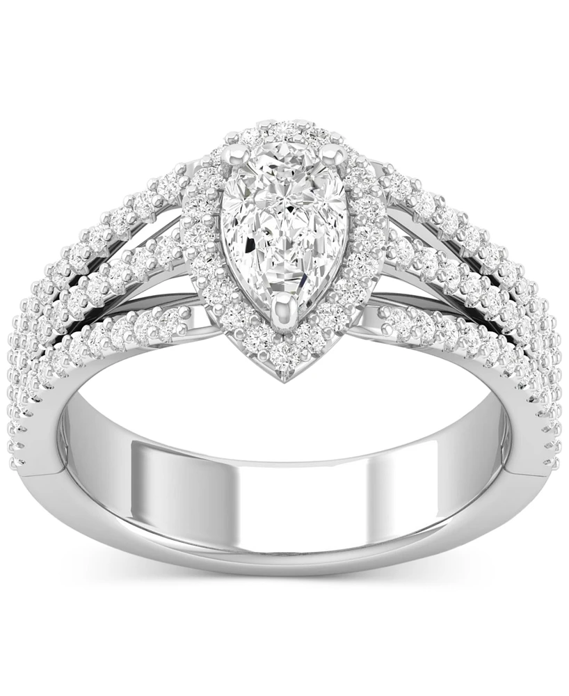 Diamond Pear-Cut Halo Engagement Ring (1-1/4 ct. t.w.) in 14k White Gold