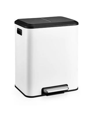 gaomon 30 Liter / 8 Gallon Rectangular Hands-Free Dual Compartment Recycling Kitchen Step Trash Can