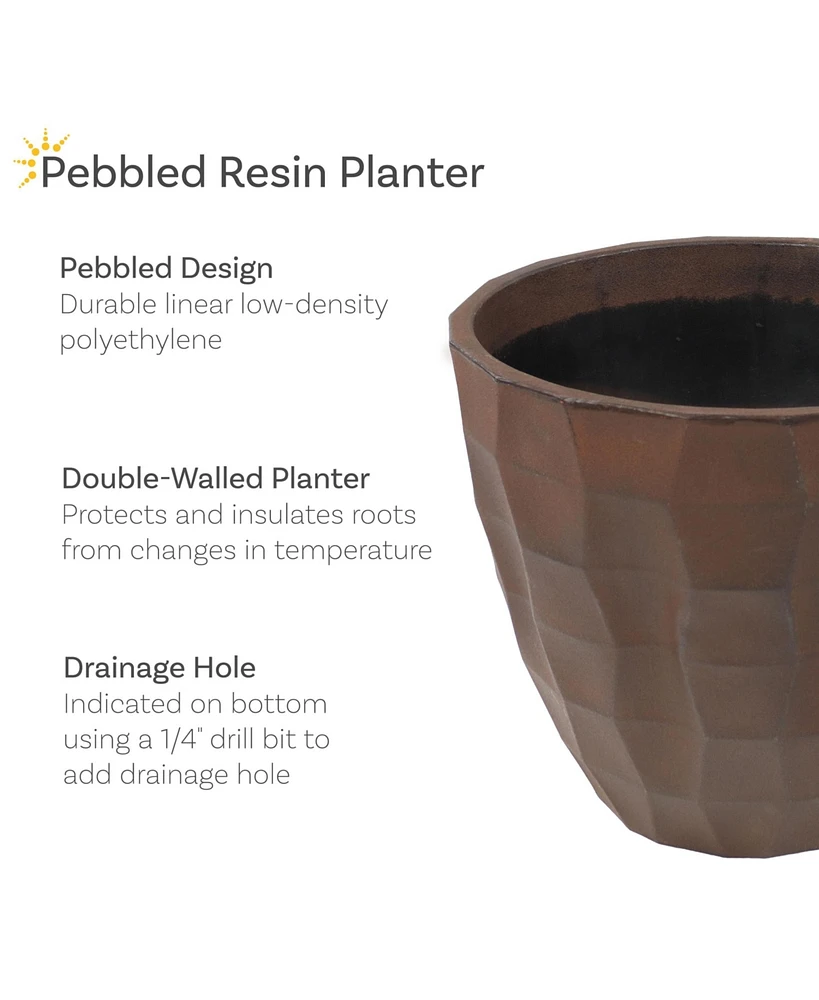 Indoor/Outdoor Pebbled Polyresin Flower Pot Planter - 16"
