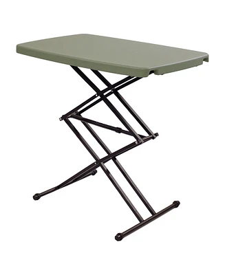 Indoor/Outdoor Rectangular Patio Table with Adjustable Legs and Plastic Top - 29.5" - Gray