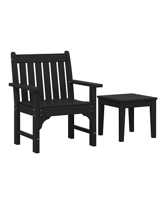WestinTrends Outdoor Patio 2-Piece Hdpe Adirondack Garden Chair with Square Adirondack Side Table Set