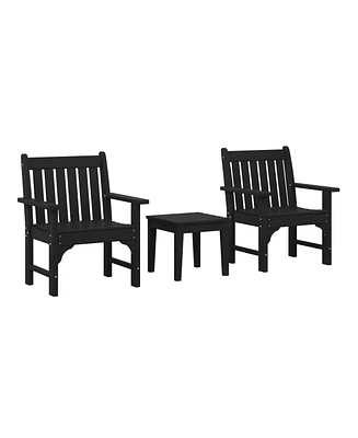 WestinTrends Outdoor Patio 3-Piece Hdpe Adirondack Garden Chairs with Square Adirondack Side Table Set