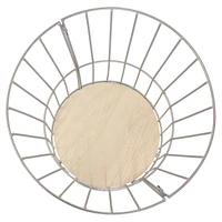 Indoor Steel Wire Pedestal End Table with Mdf Pull-Open Tabletop - 17.25” H - Cream