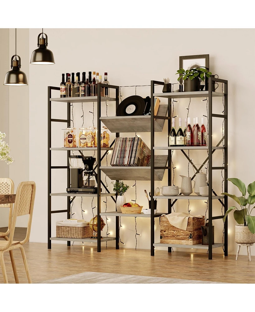 gaomon Industrial Bookcase and Short Bookshelf with Storage