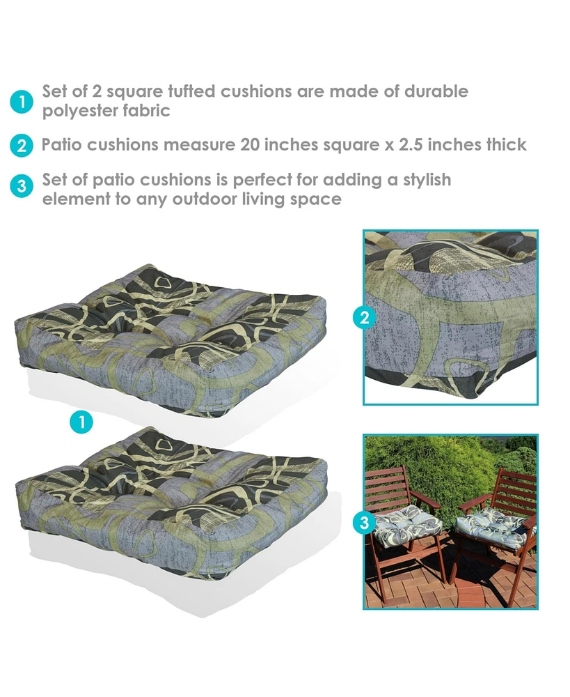 Indoor/Outdoor Replacement Square Tufted Patio Chair Seat and Back Cushions - 20" 2pk