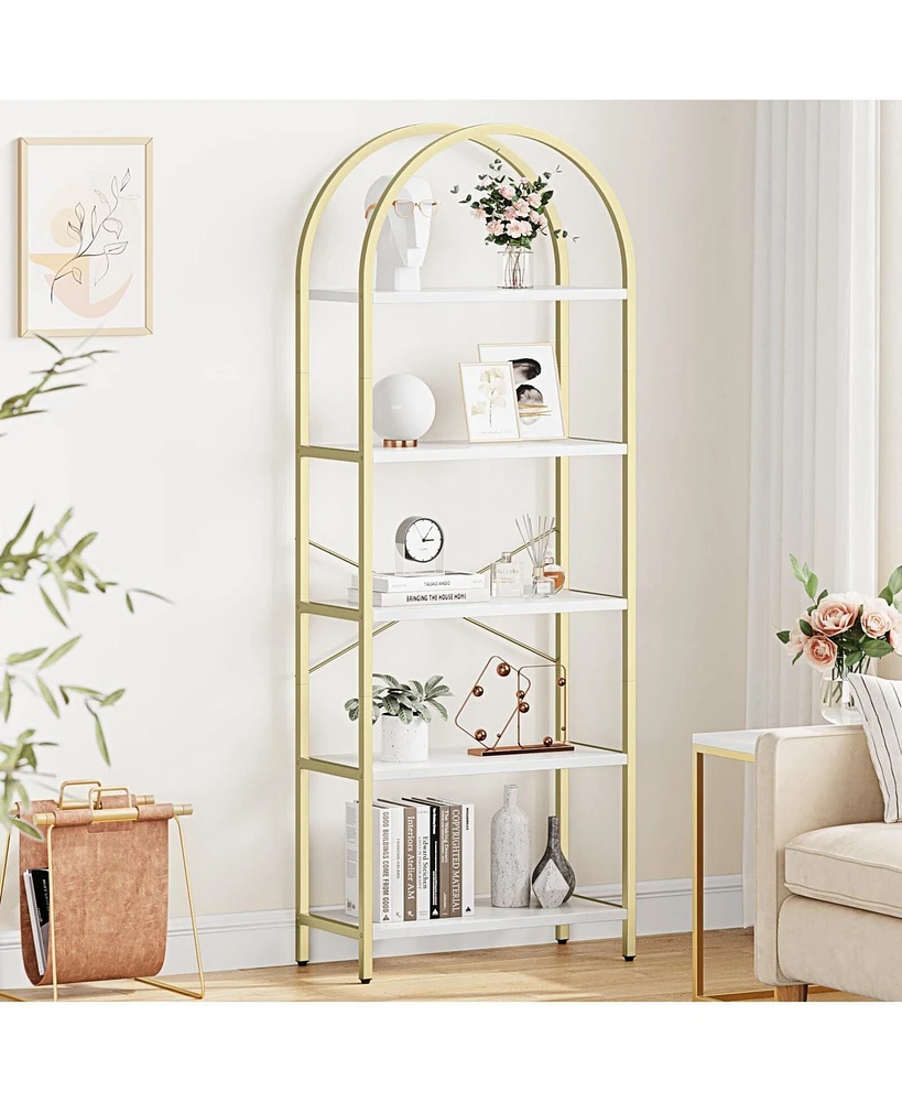 gaomon Bookshelf Tall Bookcase Arched Standing Bookshelves