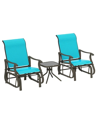 Outsunny 3-Piece Outdoor Gliders Set with Steel Frame, Table