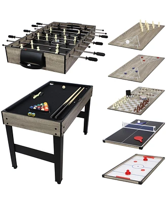 10-in-1 Multi-Game Table with Billiards, Foosball, Hockey, Ping Pong, Chess, Checkers, Backgammon, Shuffleboard, Bowling, and Cards - 49.5"