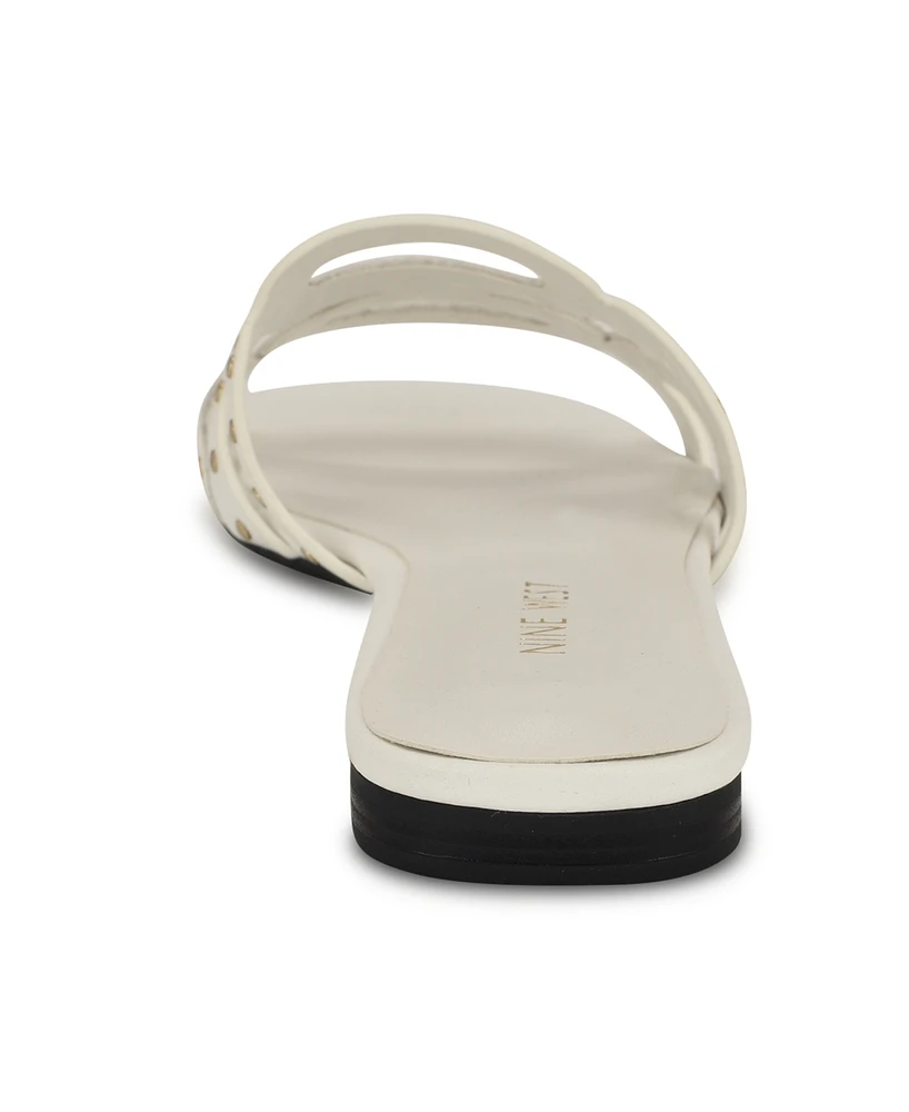 Nine West Women's Mckinna Square Toe Flat Sandals