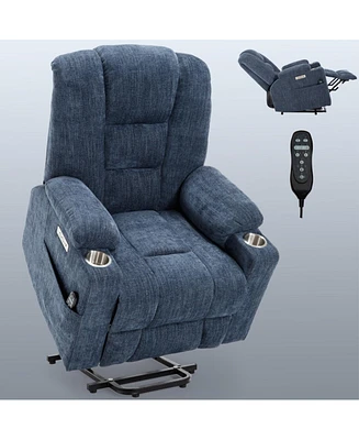 Large Power Lift Recliner Chair with Massage and Heat for Elderly Overstuffed Wide Recliners Heavy Duty Motion Mechanism Usb Type C Ports