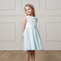 Hope & Henry Toddler Girls Heirloom Round Collar Sateen Party Dress with Embroidered Sash