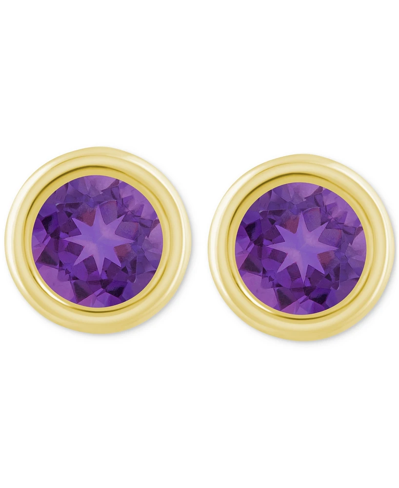 Lab-Created Opal Bezel Stud Earrings (1-1/5 ct. t.w.) 10k Gold (Also Additional Gemstones)