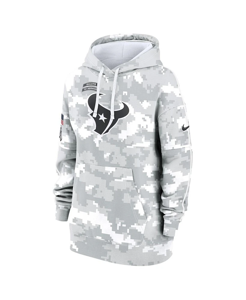 Nike Women's Arctic Camo Houston Texans 2024 Salute To Service Club Fleece Oversized Pullover Hoodie