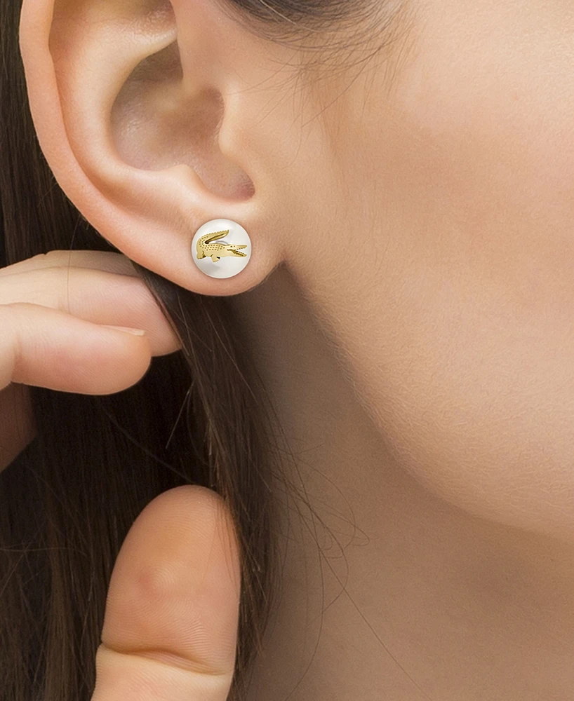 Lacoste Gold-Tone Matchpoint Glass Pearl Stud Earrings