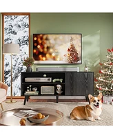 Wlive Mid-Century Modern Tv Stand for 55" Tv Entertainment Center with Storage Open Shelves Tv Console for Living Room and Bedroom