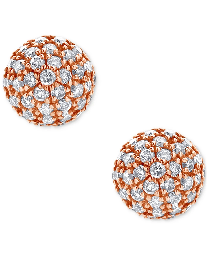Diamond Small Fireball Stud Earrings (3/8 ct. t.w.) in 10k Rose Gold