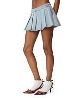 Edikted Womens Elyssa Pleated Denim Mini Skort