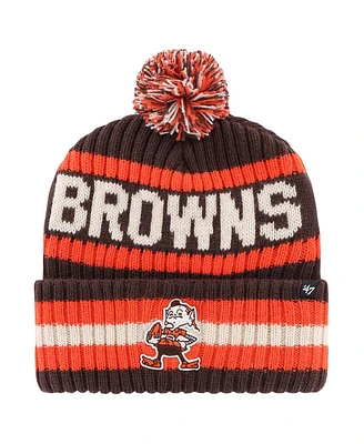 '47 Brand Men's Brown Cleveland Browns Bering Legacy Cuffed Knit Hat with Pom