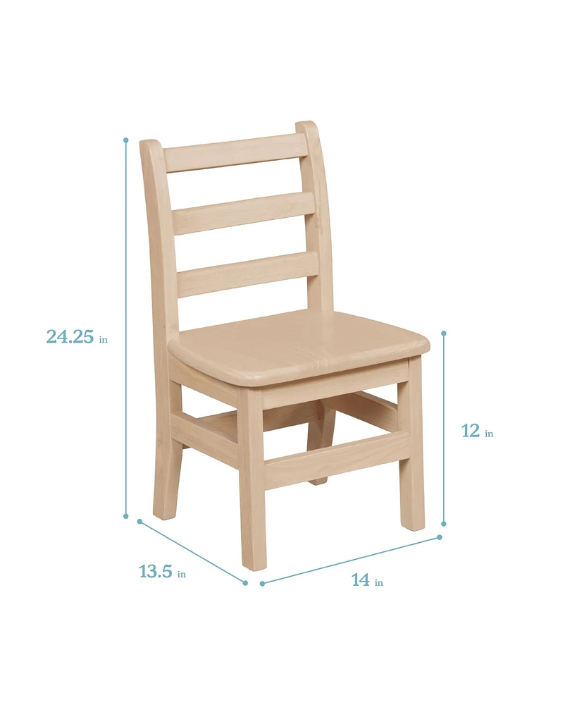 ECR4Kids 24in x 36in Rectangular Hardwood Table and Chair Set, 12in Seat Height, 1