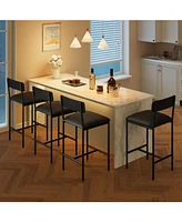 Bar Stools Set of 4, Upholstered Counter Height Bar Stools with Backrest and Footrest, Kitchen Barstools for Island, Counter Bar