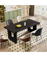 Tribesigns Modern Dining Table for 6 to 8 People, 71" Large Kitchen with Wood Pedestal Base, Rectangular Long Dinner Kitch