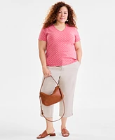 Style & Co Plus Printed V-Neck Tee