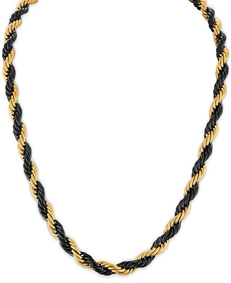 Esquire Men's Jewelry Intertwined Rope Link 22" Chain Necklace in Black & Gold-Tone Ion-Plated Stainless Steel, Exclusively at Macy's