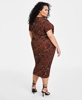 Nina Parker Plus Size Textured Paisley-Print Top