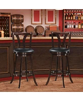 Gymax Set of 2 Swivel Bar stools 29.5" Bar Height Chairs with Rubber Wood Legs