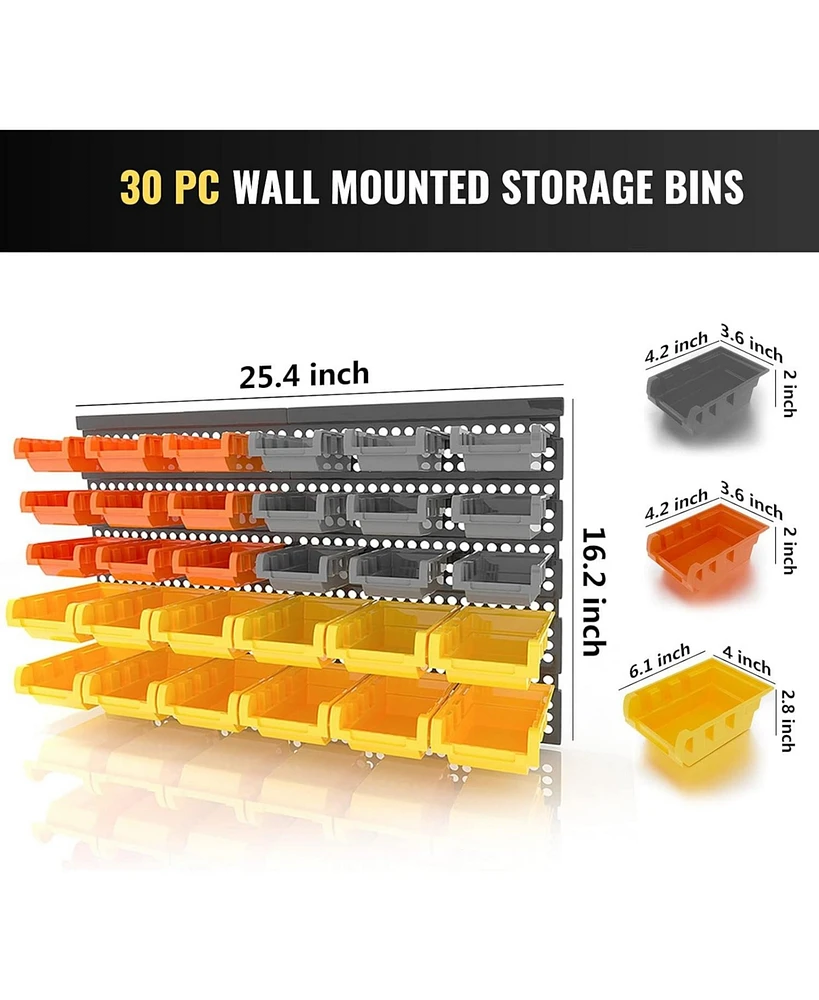 Xdovet Garage Organizer Bins, 30PC Wall Mount Storage Small Parts Bins With Peg Board And Install Screws, Store Your Nuts, Bolts, Screws, Nails, Beads
