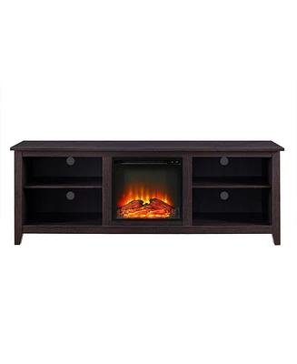 Boyel Living 70 Inches Fireplace Tv Stand Modern Transitional Wood Tv Stand with Electric Fireplace with 2 Shelves for TVs up to 80 Inches, Espresso