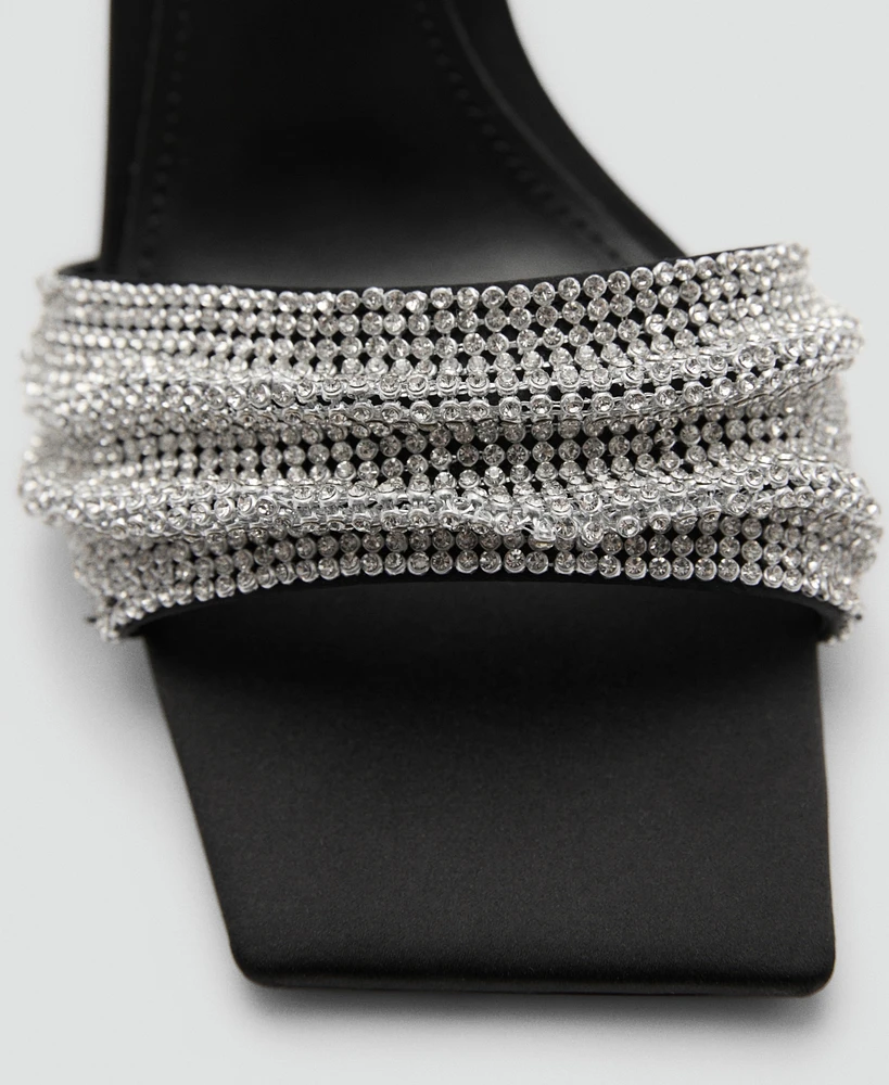 Mango Women's Strass Strap Heeled Sandals
