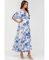 Pietro Brunelli Maternity Maternity Flared Sleeve Maxi V-Neck Valentina Dress